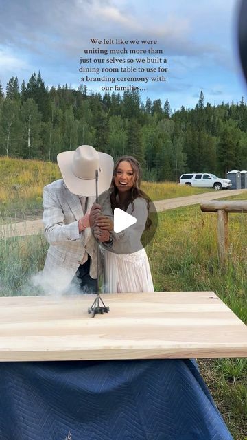 Justine Johns | One of my top favorite moments from our wedding day. Our branding ceremony with our family❤️  All props to @dtjohns15 for the woodworking... | Instagram Branding At Wedding Ceremony, Branding At Wedding, Wedding Branding Ceremony, Branding Ceremony, Wedding Branding, Rustic Country Wedding, Western Wedding, Woodworking Skills, Ranch Wedding