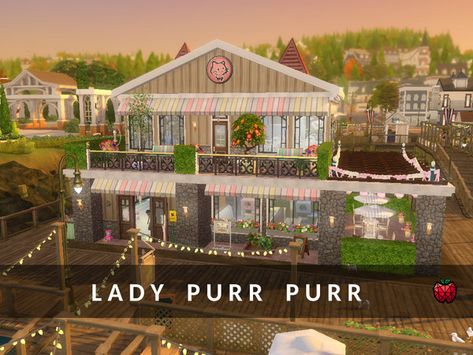 melapples' Lady Purr Purr - Cat Cafe - NO CC Sims 4 Cat, City Dog, Jungle Adventure, Cat Cafe, Holiday Kitchen, Sims Community, Backyard For Kids, Outdoor Retreat, City Living