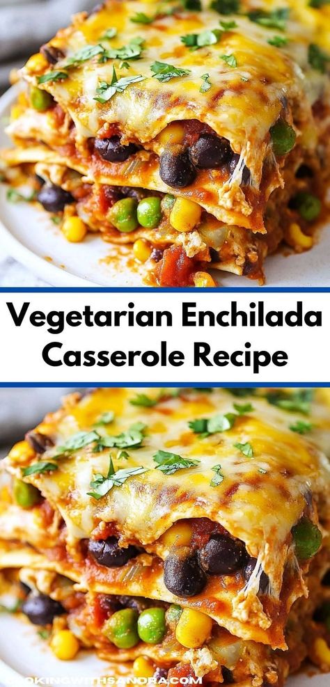 Craving a comforting, hearty meal? Our Vegetarian Enchilada Casserole combines zesty ingredients with layers of goodness, making it a standout among casserole recipes. Enjoy a delightful dinner that’s both satisfying and nutritious for the whole family. Easy Vegan Enchilada Casserole, Vegetarian Enchiladas Casserole, Enchilada Casserole Vegetarian, Vegan Mexican Casserole, Vegan Enchilada Casserole, Enchiladas Casserole, Vegan Casserole Recipes, Vegetarian Enchilada, Vegetarian Enchilada Casserole