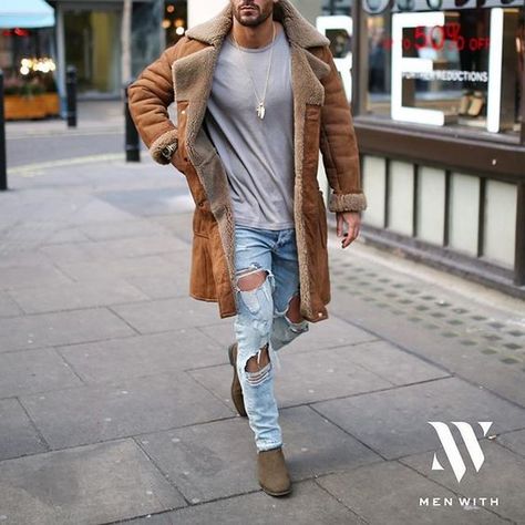 Winter Outfits Street Style, Dapper Man, Mens Fashion Winter, Guys Style, Torn Jeans, Mens Fashion Edgy, Hipster Man, Mens Fashion Rugged, Guy Stuff