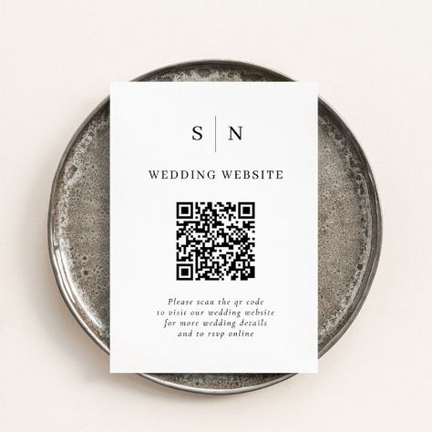 Minimal and Chic | Black and White QR Code Wedding Enclosure Card Modern Elopement, Wedding Announcement Cards, Qr Code Wedding, Budget Wedding Invitations, Black And White Wedding Invitations, White Wedding Invitations, Wedding Enclosure Cards, Minimalist Wedding Invitations, Dinner Invitation