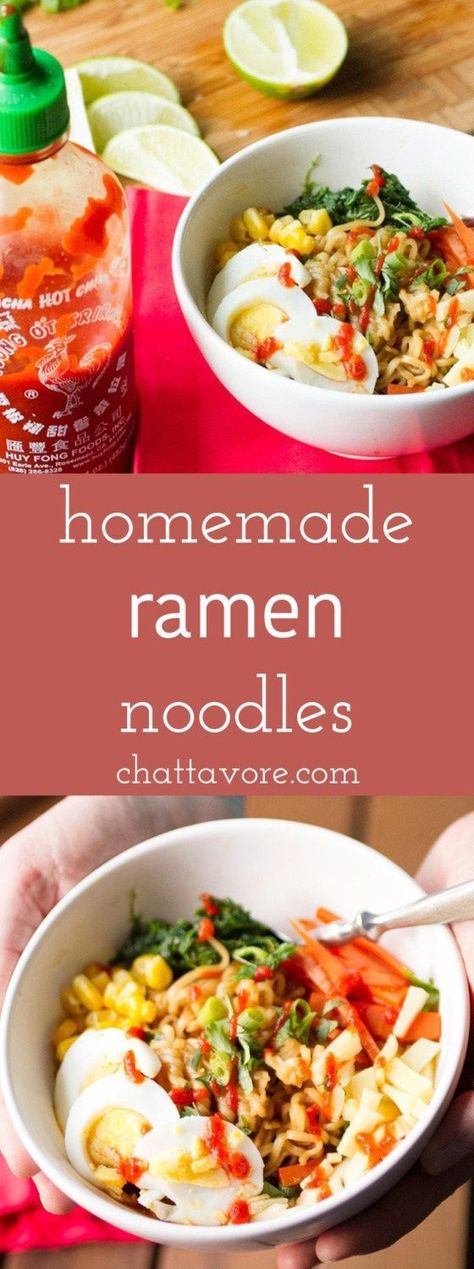 You probably ate a lot of ramen noodles back in high school & college. Homemade ramen is for adults (AND kids) so feel free to eat them for dinner. | recipe from Chattavore.com Tonkotsu Ramen Recipe, Homemade Ramen Recipe, Homemade Ramen Noodles, Pork Ramen, Ramen Broth, Recipe Slow Cooker, Pork Broth, Tonkotsu Ramen, Ramen Recipe