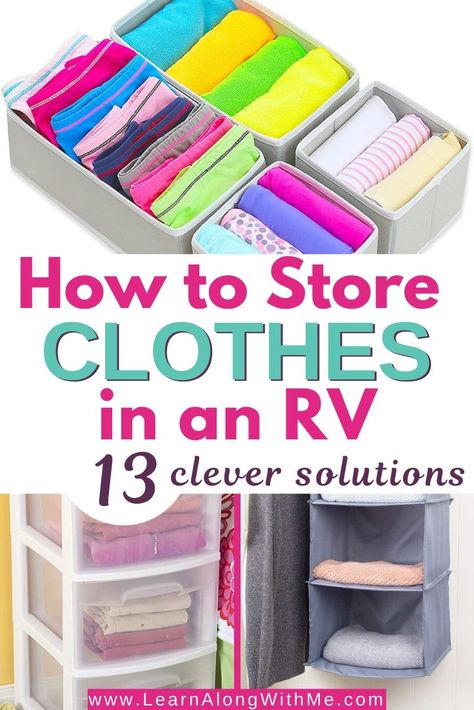 Organizing An Rv, Rv Bedroom Organization, Rv Clothing Storage Ideas, Rv Closet Organization, Camping Storage Ideas, Rv Organization Ideas, Rv Roadtrip, Rv Storage Ideas, Clothes Storage Ideas