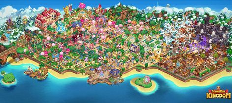 Cookie Run Kingdom Layout Full, Crk Kingdom Layout Ideas, Cookie Run Kingdom City Idea, Cookie Run Kingdom Layout, Crk Ideas, Crk Layout, Kingdom Layout, Kingdom Ideas, Pirate Cookies