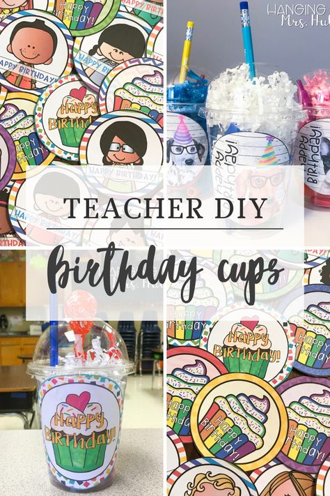 Are you needing a fun way to celebrate student birthdays in your classroom? The birthday cup is an idea that won't cost a lot of money! Plus, get some free and easy ideas to make your students feel great on their special day. Plan ahead so you'll be prepared all year and won't forget a single birthday! Students Birthday Ideas, Birthday Cups For Classroom, Birthday Cup For Students, 5th Grade Birthday Gifts From Teacher, Classroom Birthday Ideas From Teacher, Birthday Cups For Students, Birthday For Students, Student Birthday Gift Ideas, Oh Happy Day Classroom