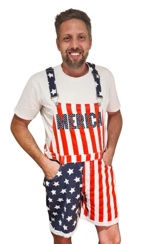 PRICES MAY VARY. USA Overalls Jumpers All American Classic Adjustable Sizes to Fit Most July 4th Halloween Classic Costume Set 100% Satisfaction or Money Back USA Merica Overalls. Top Quality Build with 100% Satisfaction or Money Back Take Your Party to the Next Level with Our Stylish Rompers Overall USA Set. July 4th Patriotic Holiday Wear Usa Overalls, America Party, Usa Dress, Costume Set, Safety Clothing, Man Stuff, 4th Of July Outfits, Usa Dresses, Holiday Wear