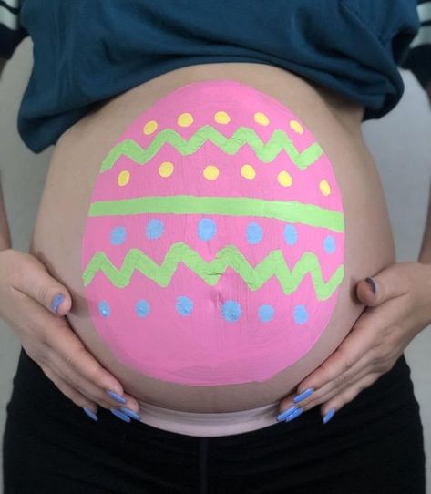 Sha Vay Easter Pregnant Belly Painting, Easter Pregnancy Photo Shoot, Easter Egg Pregnancy Announcement, Paint Pregnant Belly, Easter Maternity Pictures, Painted Pregnant Belly, Belly Painting Pregnant, Pregnancy Belly Painting, Pregnant Belly Cast