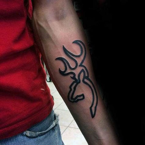 40 Browning Tattoos For Men - Deer Ink Design Ideas Deer Hunting Tattoos, Buck Tattoo, Browning Symbol, Tattoos Family, Browning Buckmark, Family Guys, Browning Tattoo, Hunting Tattoos, Mark Tattoo