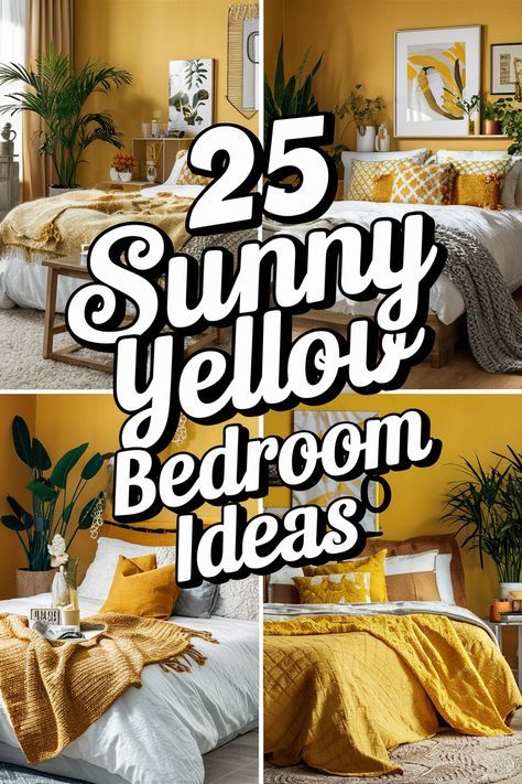 Cozy Yellow Home Bedroom Ideas for Relaxation 2 Yellow Wall Bedroom, Yellow Bedroom Decor Ideas, Light Yellow Bedrooms, Home Bedroom Ideas, Yellow Bedrooms, Yellow Girls Bedroom, Yellow Gray Bedroom, Yellow Bedroom Walls, Cottage Style Bedrooms