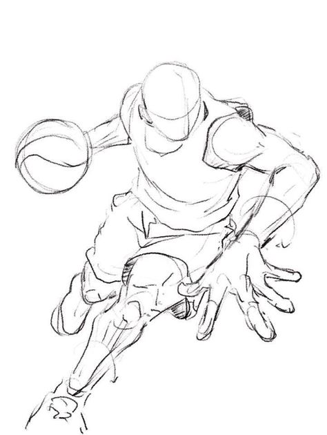 Sport Drawing Reference, Punching Bag Drawing Reference, Basketball Art Reference, Running From Behind Reference, Hands In The Air Pose, Basketball Reference Pose, Foreshortening Poses Drawing, Basketball Poses Drawing, Basketball Drawings Sketches