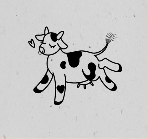 Bea Poster, Cow Tattoo Small Simple, Baby Cow Tattoo, Cow And Moon, Cow Tattoo, Animal Outline, Cow Drawing, E Tattoo