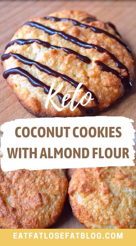 keto coconut cookies / keto cookies almond flour coconut sugar / Low carb almond flour cookies / keto cookies with almond flour / keto coconut cookies recipe / 3 ingredient keto coconut cookies Keto Coconut Cookies, Cookies With Almond Flour, Dolce Poche Calorie, Galletas Keto, Coconut Flour Recipes, Keto Cookie Recipes, Almond Flour Cookies, Postre Keto, Almond Flour Recipes