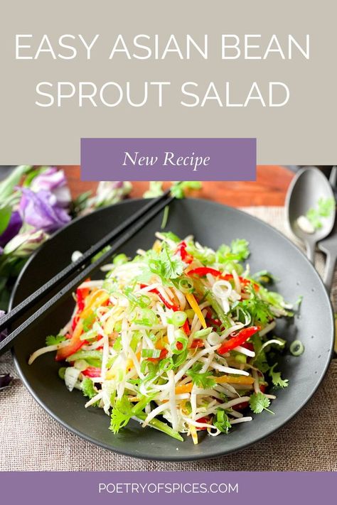 Japanese Bean Sprout Salad, Cabbage And Bean Sprouts, Bean Sprouts Salad, Crunchy Asian Salad, Bean Sprout Recipes, Bean Sprout Salad, Green Papaya Salad, Salad Recipes Healthy Easy, Bean Sprout