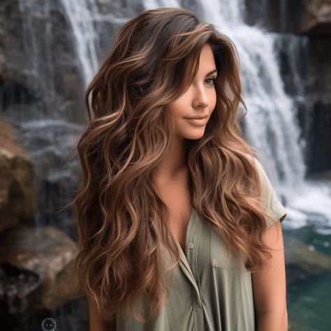 Face Framing Layers Long Hair Oval Face, Long Layers Long Length Hair, Heavily Layered Long Hair, Extra Long Hair With Layers, Wavy Hair Middle Part, Long Blended Layers, Long Hair Balayage, Dark Brunette Hair, Long Length Hair