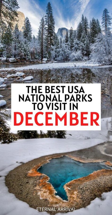 The 13 Best US National Parks to Visit in December Zion National Park December, Smoky Mountains In December, Great Smoky Mountains National Park Winter, Shenandoah National Park Winter, Acadia National Park Winter, Winter Yosemite, Usa Mountains, Winter Places, Desert National Park