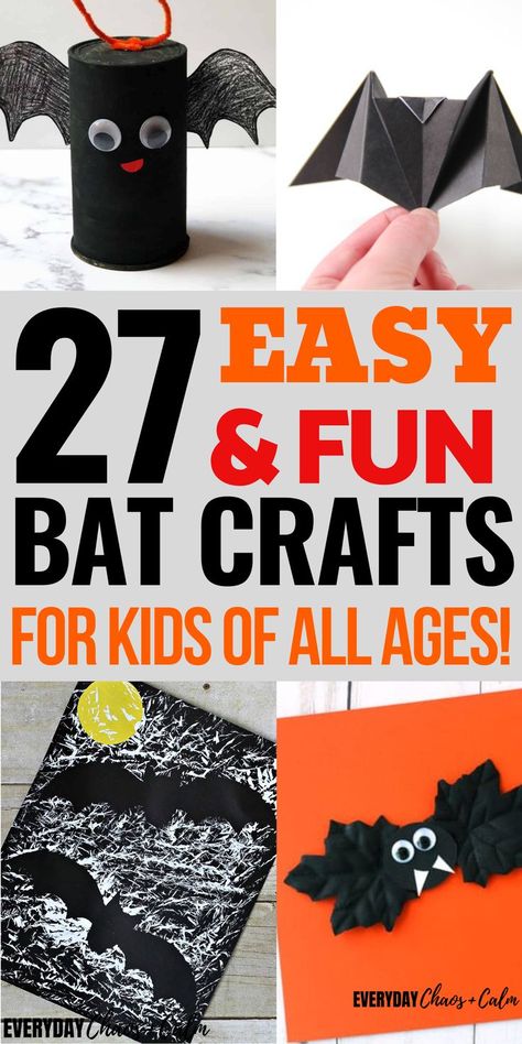 Bats are amazing flying mammals that kids love. Whether it’s Halloween or your kids are learning about bats, here are 27 super cute bat crafts for kids to explore! You can find paper bats, bat puppets, bat painting, and more in the list of bat crafts below. Halloween Bat Art Projects For Kids, Preschool Halloween Bat Crafts, Bat Diy Crafts, Easy Bat Crafts For Kids, Flying Bats Craft, Bat Sensory Activities, Preschool Bat Art, Bat Projects For Preschoolers, Bat Themed Birthday Party