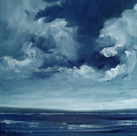 Blue And White Aesthetic Painting, Blue Background Ocean, Blue And Beige Aesthetic Widgets, Ocean Paintings Aesthetic, Painting Ideas Blue Aesthetic, Stormy Ocean Watercolor, Misty Blue Aesthetic, Blue Widgets Ocean, Stormy Blue Aesthetic