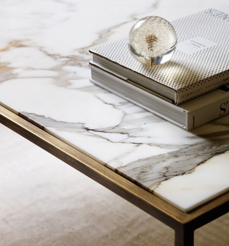 Calacatta Oro Marble Top Coffee Table, Marble Furniture, Urban Interiors, Metal Coffee Table, Marble Coffee Table, Rectangular Coffee Table, Furniture Details, Marble Table, Coffee Table Design