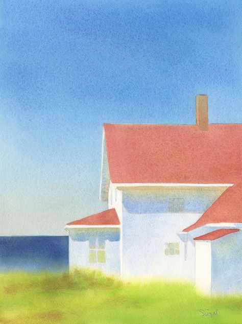 Nantucket Painting, Suzanne Siegel, Timothy Horn, Connecticut Summer, Building Watercolor, Watercolor House Painting, Paintings Easy, Watercolor House, Warm And Cool Colors