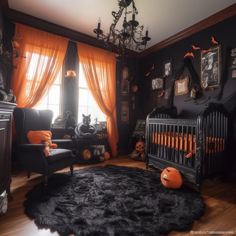 Gothic Apartment, Goth Bedroom Ideas, Gothic Nursery, Whimsy Goth Bedroom, Dark Nursery, Closet Nursery, Goth House, Goth Houses, Gothic Decor Bedroom