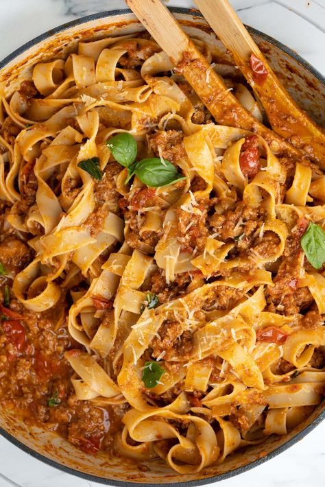 Pappardelle Pasta With Italian Sausage Pappardelle With Sausage, Pepperdella Pasta, Pepperdella Pasta Recipe, Pappardelle Recipes Vegetarian, Pappardelle Recipes Sausage, Recipes With Parpadelle Pasta, Recipes With Passata, Chicken Parpadelle Recipes, Papperadelle Pasta Recipes