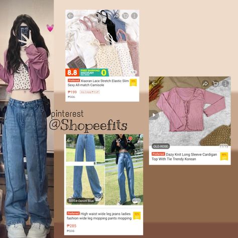 Fashion styles Shopee Philippines #shopee #shopeeph #styles Shopee Finds Philippines, Shoppee Finds, Shopee Outfit, Shopee Finds, High Waist Wide Leg Jeans, Shopee Philippines, Everyday Fashion Outfits, Stretch Lace, Long Sleeve Cardigan