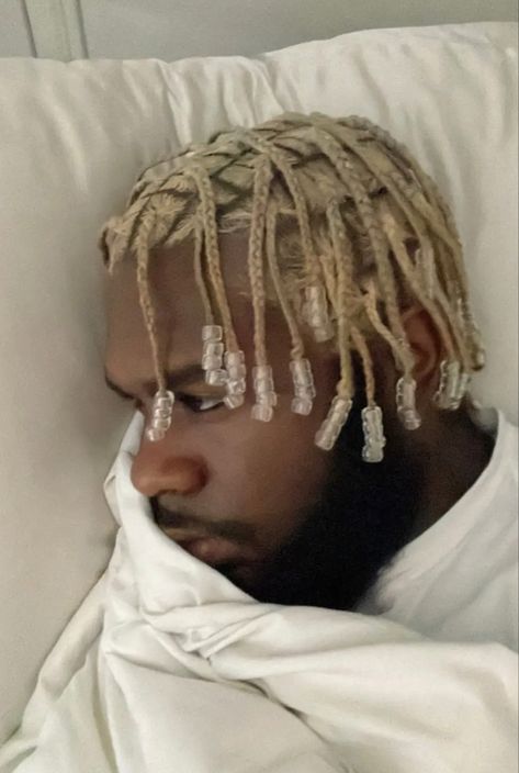 Bleached Braids Men, Blonde Cornrows Men, Blonde Braids Men, Black Men Blonde Hair, Blonde Hair Black Men, Colored Buzzcut, Trenton Core, Platinum Blonde Hair Men, Cornrows Men