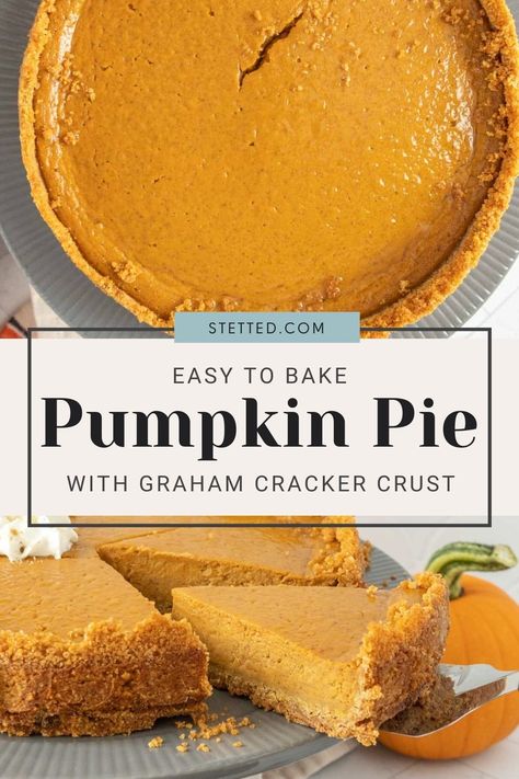 Homemade Pumpkin Pie With Graham Cracker Crust, Pie Crust Pumpkin Pie, Gluten Free Pumpkin Pie With Graham Cracker Crust, Pumpkin With Graham Cracker Crust, Pumpkin Pie Graham Cracker Crust Easy Recipe, Easy Pumpkin Pie With Graham Crust, Pumpkin Graham Cracker Crust, No Bake Pumpkin Pie With Graham Cracker Crust, Pumpkin Pie With Graham Cracker Crust Easy