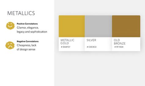 color psychology in marketing - metallic gold silver bronze color meanings hex codes chart Color Code Canva, Gold Color Hex, Gold Color Code, Bronze Color Palette, Psychology Meaning, Split Complementary Color Scheme, Psychology Experiments, Silver Color Palette, Gold Hex