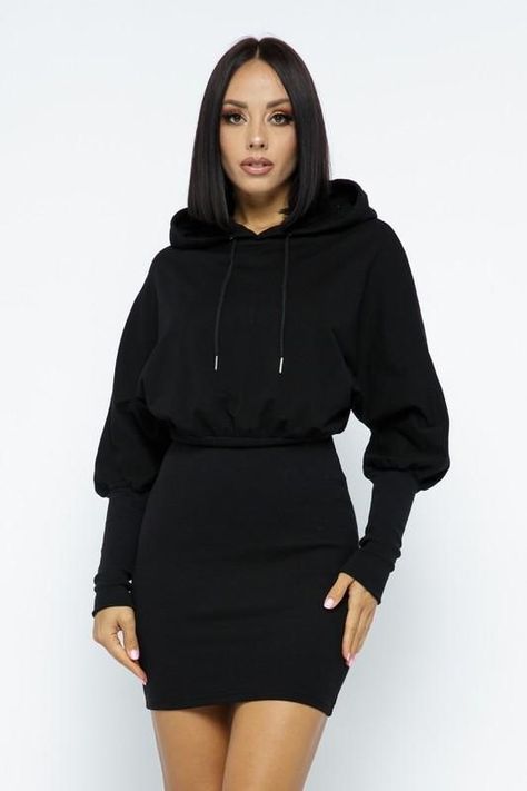 ac796a52db3f16bbdb6557d3d89d1c5adesc52925070ri Hoodie Dress Outfit, Sweatshirt Dress Outfit, Long Sweatshirt Dress, Black Hoodie Dress, Hood Dress, Oversized Hoodie Dress, Winter Fashion Outfits Casual, Trendy Hoodies, Everyday Fashion Outfits