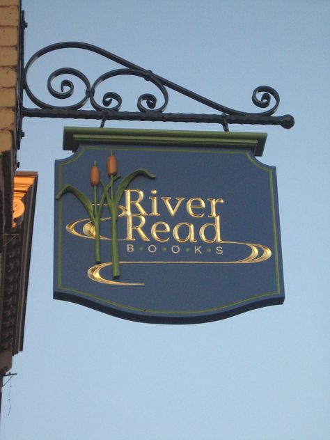 Nigel Beale's Bookstore Photos | River Read Books, Binghamto… | Flickr Bookstore Names Ideas, Book Store Logo, Bookstore Photos, Bookstore Logo, Store Names Ideas, Light Art Installation, Library Signs, Sewing Easy, Canva Tips