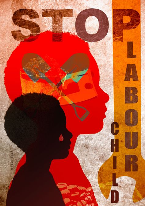 Poster to raise awareness against Child Labour Social Awareness Illustration, Social Awareness Poster Illustration, Poster For Awareness, Anti Child Labour Day Poster, Awarness Ideas Poster, Childrens Rights Poster, Child Labour Poster Creative, Child Rights Poster, Children Rights Poster