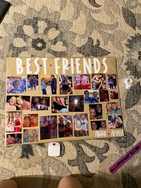 Gift For Bestfriend's Wedding, Home Made Best Friend Gifts, Best Friend Poster Board, Scrapbook Ideas For Bestie Birthday, Poklon Za Bff, Bsf Birthday Present, Poster For Best Friend, Birthday Poster Ideas With Pictures, 18th Birthday Gifts For Best Friend