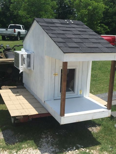 Custom Dog Houses with AC unit and doggy door 6'x32"x4' Call/Text 832-882-9472 to place your order Dog House With Air Conditioner, Air Condition Dog House, Dog House With Ac And Heat, Ac Dog House, Dog House Outdoor With Ac, Outdoor Dog Houses, Air Conditioned Dog House, Dog House With Ac, Dog House Inside