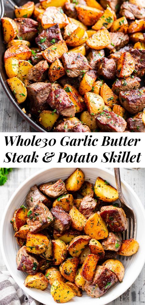 Kid Approved Whole 30 Meals, Steak Skillet With Roasted Potatoes, Easy Yummy Keto Dinners, Whole 30 Recipes Trader Joes, Whole 30 Steak Marinade, Macro Friendly Steak Recipes, Paleo Winter Meals, Paleo Winter Dinner Recipes, Whole 30 Soups And Stews