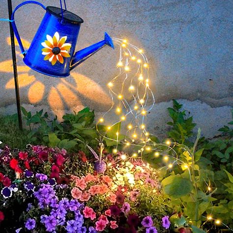 Solar Powered Waterfall Lights 1 Pack 60 LED(Includes Shepherd Hook) for Garden,Yard, Path, Christmas Holiday Decoration Solar Powered Fairy Lights, Yard Path, Small Solar Panels, Waterfall Lights, Solar Flower, House Lamp, White String Lights, Solar Deck Lights, Outdoor Garden Lighting