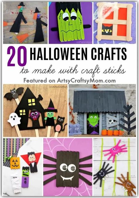 Got craft sticks at home? Then these Easy Popsicle Stick Crafts for Halloween are the perfect projects to you to make during this season! Easy Popsicle Stick Crafts, Popsicle Sticks Halloween Crafts, Crafts For Halloween, Popsicle Stick Art, Popsicle Stick Crafts For Kids, Jesus Crafts, School Kids Crafts, Spider Crafts, Dollar Tree Halloween