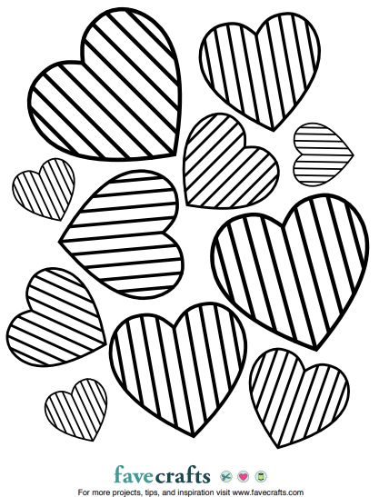 Color a simple set of striped hearts this Valentine's Day! Gather the kids and have them color this sweet, relaxing heart coloring page PDF. The striped design allows for so many colorful possibilities! Adults will enjoy coloring in the stripes, too. See what different hues everyone chooses for their hearts! This can be a fun way to pass the time during indoor recess or a gloomy weekend day. Use these hearts to decorate the house for Valentine's Day, or cut them out and write messages on the bac Simple Colouring Pages For Adults, Rock Valentines, Heart Coloring Page, Bee Coloring Pages, Hanging Craft Ideas, Indoor Recess, Valentine Coloring Pages, Heart Coloring Pages, Valentines Day Coloring