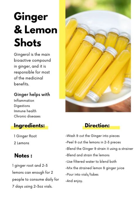 Ginger Health Shots Recipe, Diy Ginger Shots Blender, Ginger Shots For Inflammation, Making Ginger Shots, Ginger And Cayenne Shots, Homemade Ginger Juice, How To Make Lemon Ginger Shots, Inflamation Juice Shots, Easy Ginger Shots