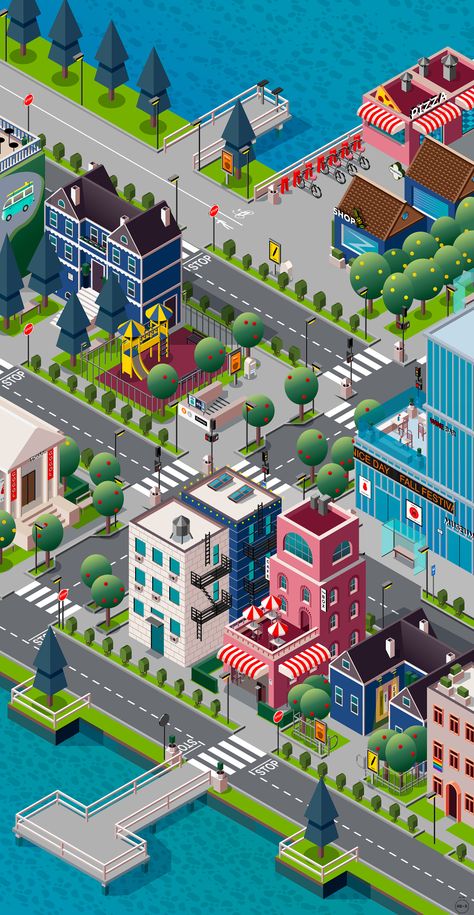 Isometric Design Illustrations, Isometric Map Illustration, Isometric Illustration Design, Digital Art Programs, Isometric Grid, Isometric Map, Digital Art Software, Mesh Tool, Isometric Drawing