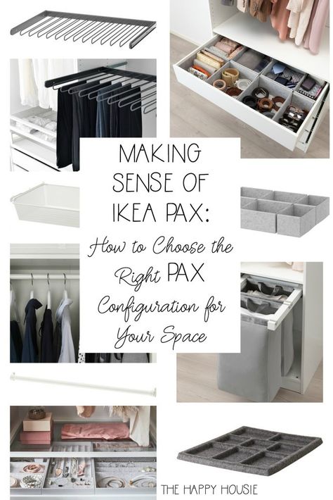 Ikea Wardrobe Organizer, Ikea Pax Wardrobe Ideas Inside, Ikea Closet Inspiration, Ikea Pax Closet Accessories, Ikea Pax Interior Organizers, Best Ikea Pax Layout, Pax Layout Ideas, Vanity In Pax Closet, Pax Wardrobe Organization Ideas