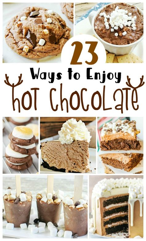 Hot Chocolate Desserts, Ideas For Food, Chocolate Deserts, Winter Dessert Recipes, Hot Chocolate Cookies, Easy Holiday Recipes, Chocolate Snacks, Winter Desserts, Hot Cocoa Mixes