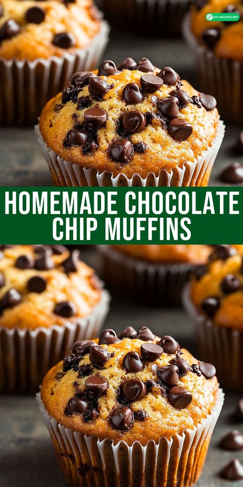 Enjoy these homemade Chocolate Chip Muffins fresh from the oven! Easy to make and filled with rich chocolate chips, they’re perfect for breakfast or dessert. Gf Chocolate Chip Muffins, How To Make Chocolate Muffins, Easy Chocolate Chip Muffins Simple, Chocolate Chips Muffins Recipe, Beginner Baking Recipes Desserts, Dessert Recipes Chocolate Chip, Easy Things To Bake At Home Desserts, Muffin Recipes Chocolate Chip, Chocolate Chip Cupcake Recipe