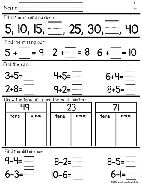 daily math, math homework, math seatwork, math printables, math review pages, math printable pages, first grade math printables, math first grade seatwork, math no prep pages 2nd Grade Math Assessment, First Grade Math Intervention, Tk Worksheets, Common Core Math Kindergarten, First Grade Homework, Grade 2 Math, Money Math Worksheets, First Grade Words, First Grade Math Worksheets