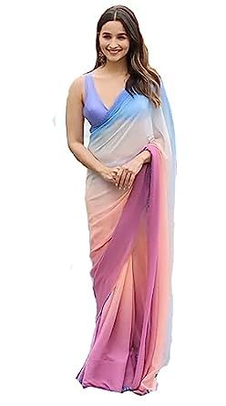 Alia Bhatt Saree, Pleated Saree, Pure Georgette Sarees, Bollywood Party, Ready To Wear Saree, Black Saree, Casual Saree, Sari Blouse, Indian Bollywood