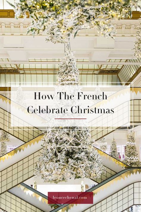 European Christmas Traditions, Christmas In Paris Party Theme, Parisian Christmas Decor, French Christmas Food, French Christmas Traditions, Christmas Chandelier Decor, French Christmas Tree, Parisian Christmas, Christmas In France