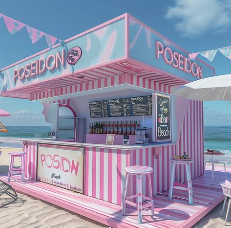 Kiosk Design Ideas, Beach Bar Design, Ice Cream Shop Decor, Food Stall Design, Home Interior Accessories, Drinks Coffee, Coffee Shop Aesthetic, Stall Designs, Ice Cream Parlor