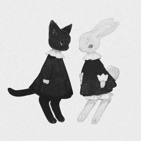 Black Bunny Aesthetic, Bunny Drawing, Goth Art, Cat Icon, 귀여운 동물, Pretty Art, Pigeon, Drawing Inspiration, Aesthetic Art