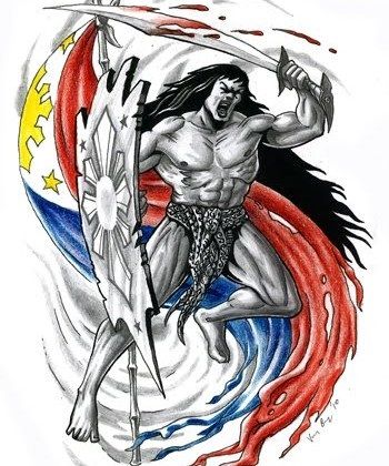 Lapu Lapu creative drawing Filipino Warrior Art, Filipino Warrior Tattoo, Lapu Lapu Tattoo, Tattoo Profile, Traditional Filipino Tattoo, Philippines Tattoo, Filipino Tattoo, Darkside Tattoo, Kali Tattoo