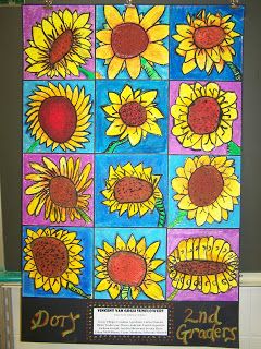 WHAT'S HAPPENING IN THE ART ROOM??: 2nd GRADE--Van Gogh Sunflowers Square One Art, Art 2nd Grade, Square 1 Art, Classe D'art, 2nd Grade Art, 3rd Grade Art, Classroom Art Projects, Elementary Art Projects, Van Gogh Art